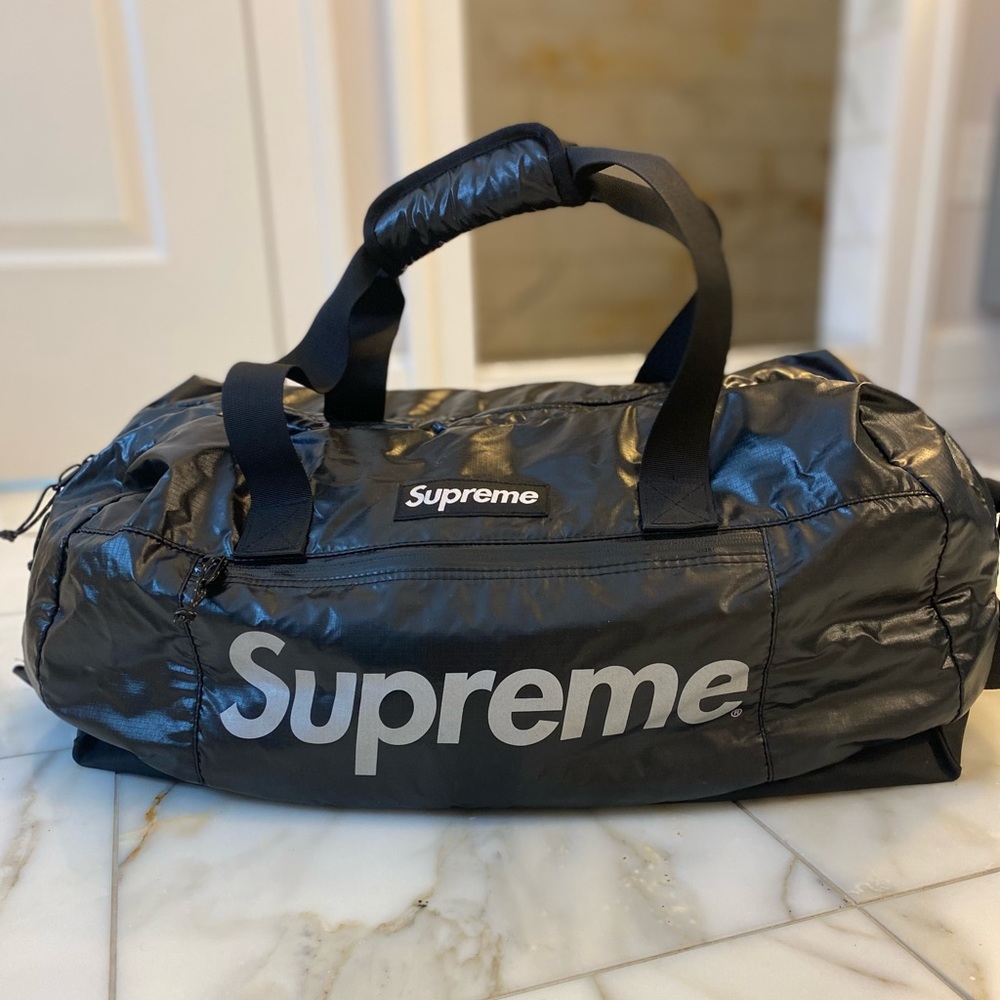 Supreme codura shiny black duffel bag